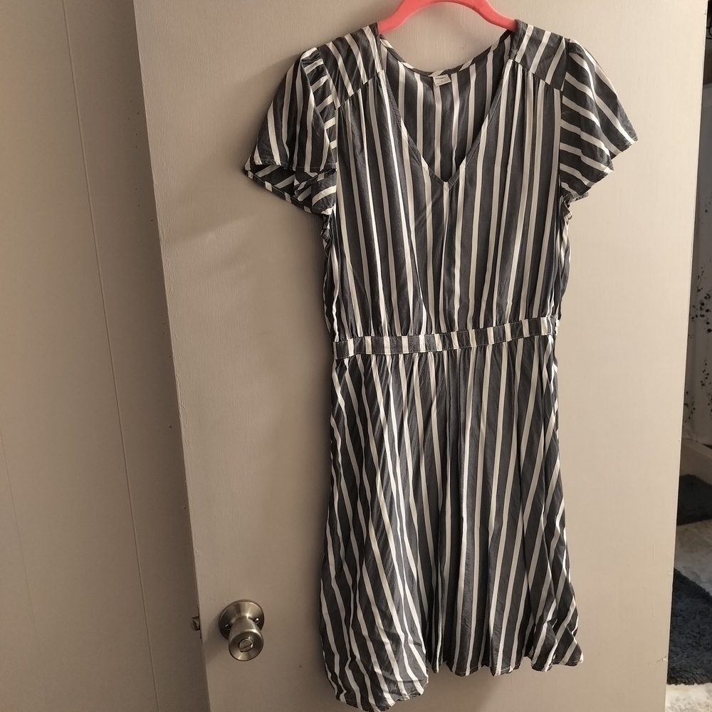 Striped Gray Midi Dress